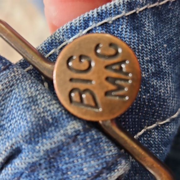 Vtg Big Mac Denim Jean Bib Overalls Sz 36 x 28 Square Bak Mens Cargo - Picture 7 of 8